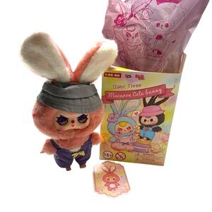 Baby Three Macron Cute Bunny Adorable Pink Bunny Plush Toy with Hat